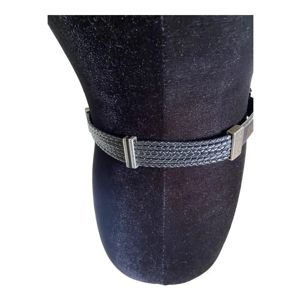 Brighton 30133 Womens Braided Black Silver Belt M 30 Leather‎